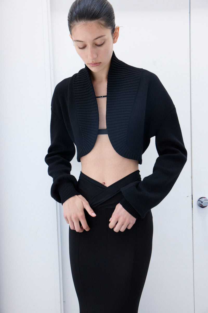 ELLA OPEN KNIT CROP CARDIGAN – Nensi Dojaka Shop