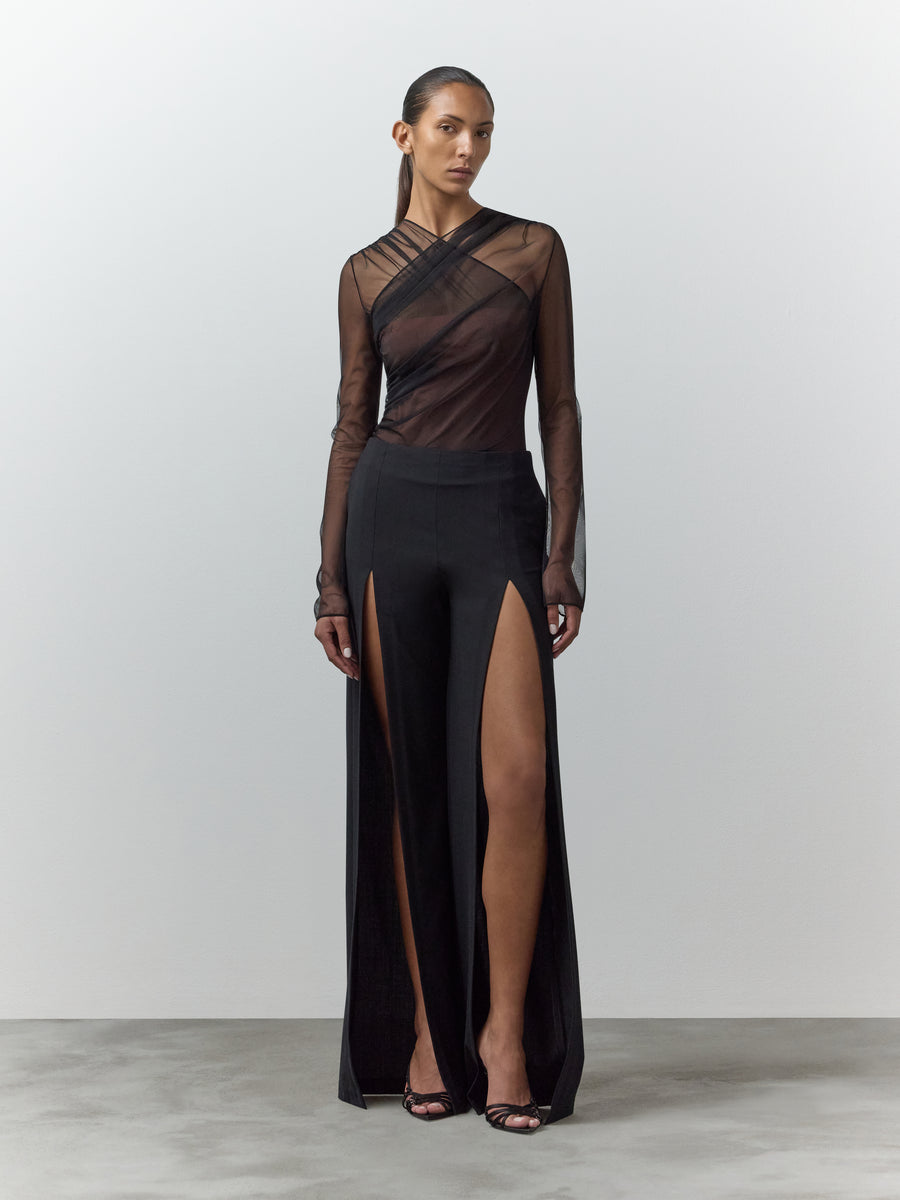 RENEE TULLE GATHERED BODY in BLACK – Nensi Dojaka Shop