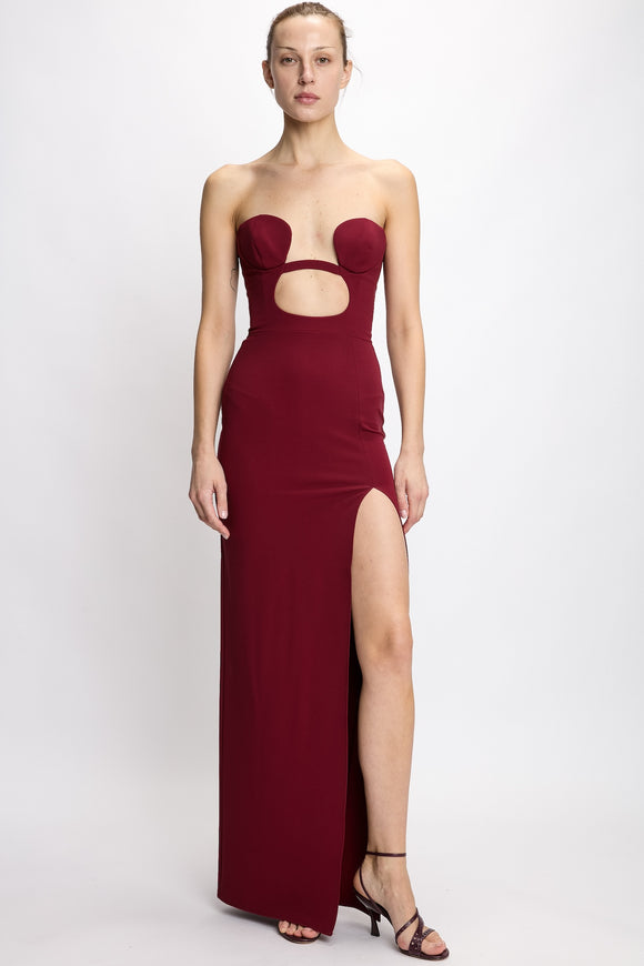 nensi dojaka dress red Nensi Dojaka Frilled Gown With Cutouts Dress