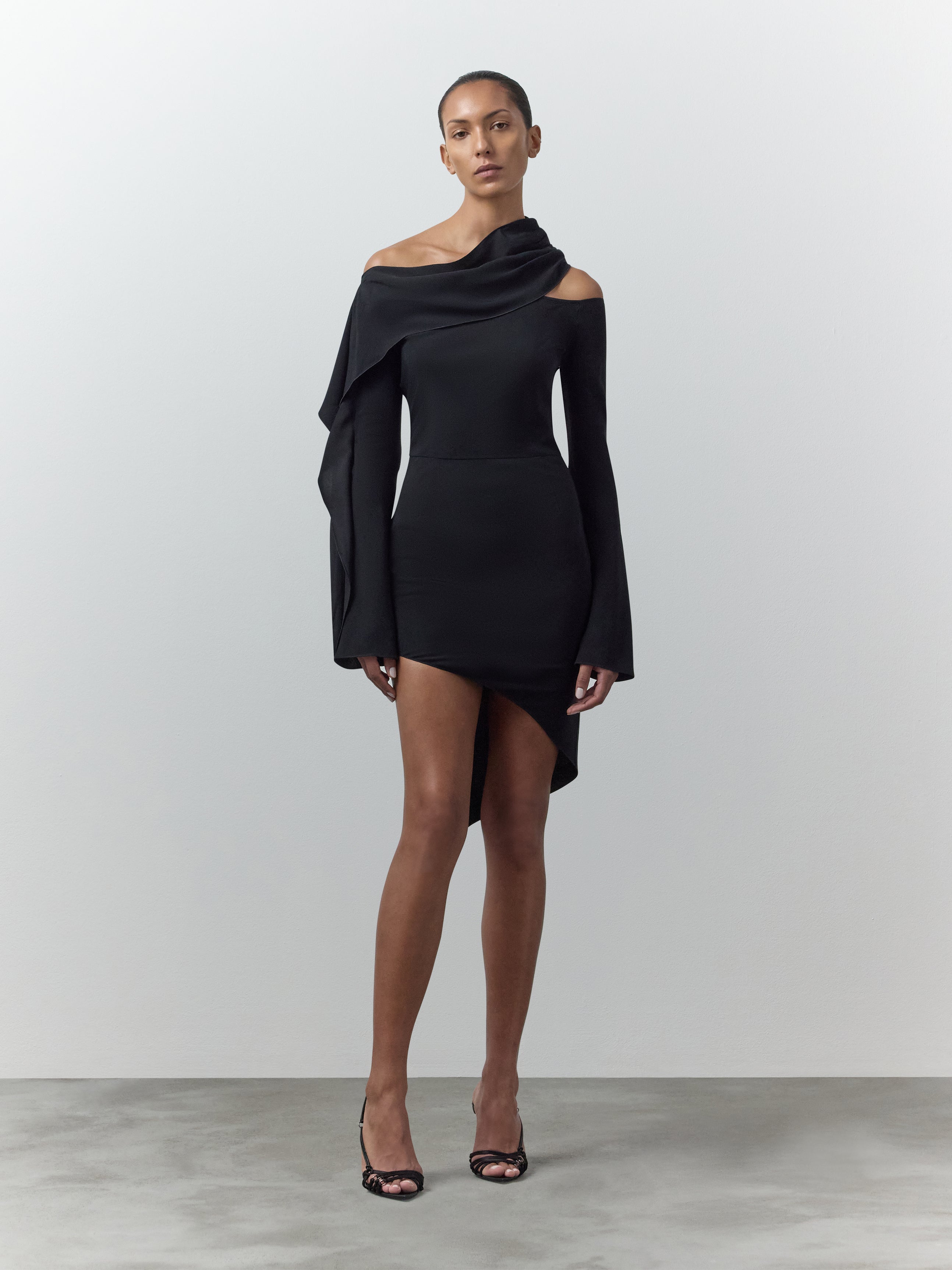 nensi dojaka asymmetric mini dress Nensi Dojaka Asymmetric Draped Mini Dress | Red