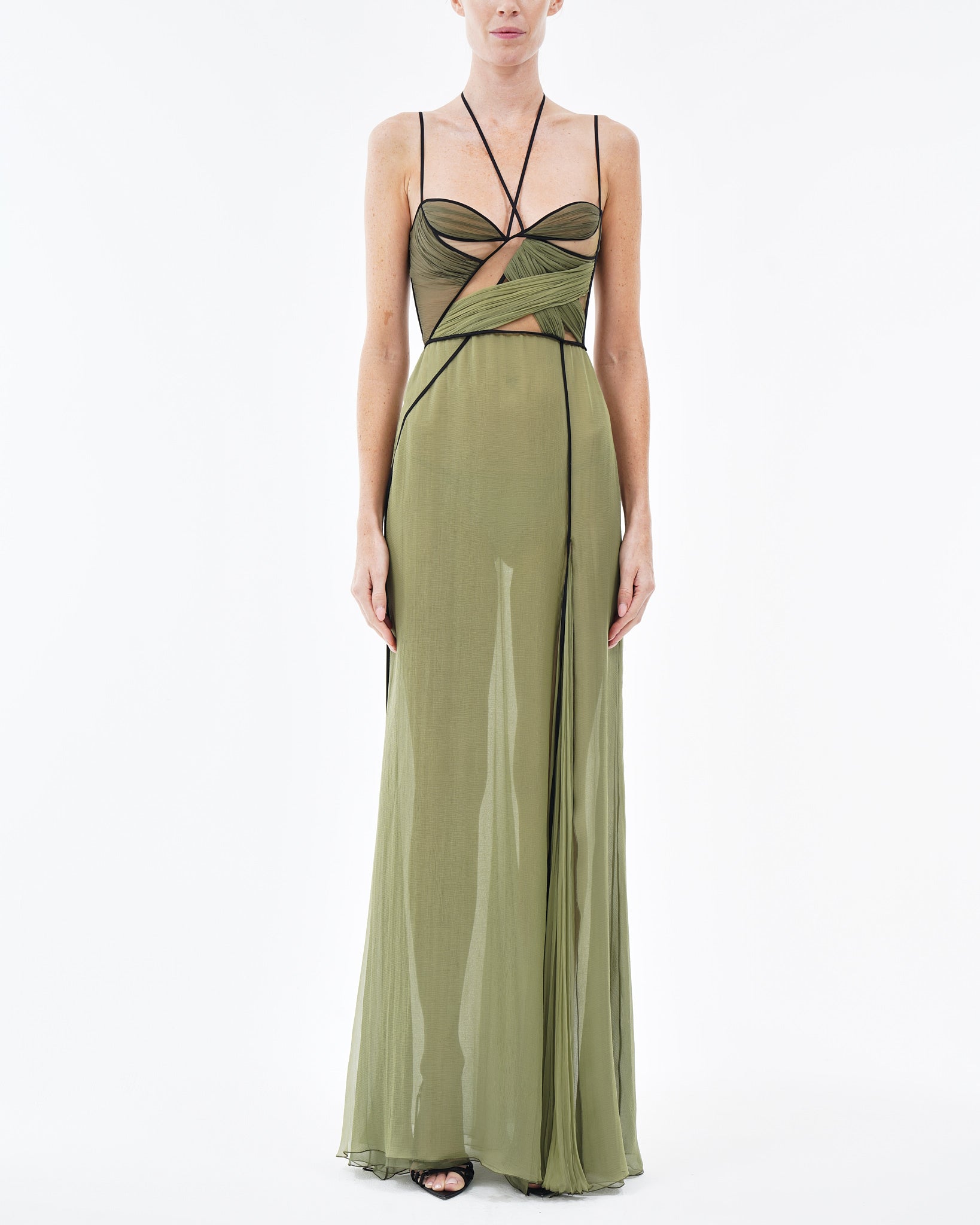 MAE CORSET DRAPED GOWN in OLIVE Nensi Dojaka Shop MAE CORSET DRAPED GOWN in OLIVE Nensi Dojaka Shop