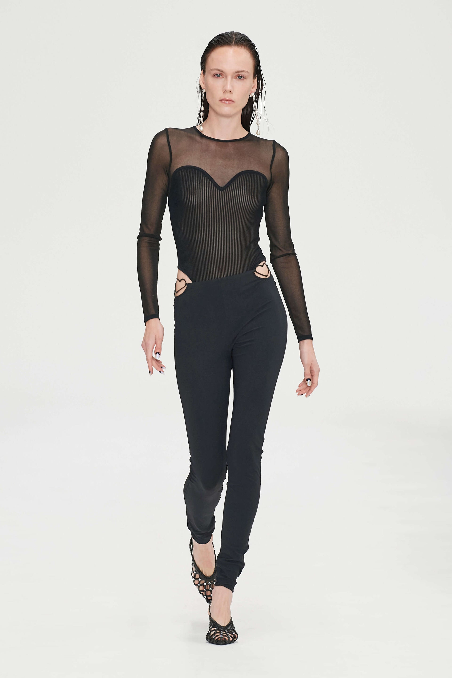 インナー・ルームウェアその他 Nensi Dojaka SS23 'Ring' bodysuit (NDSS23TOP039 BLACK) Nensi Dojaka - Gathered Bodysuit with Metal Ring in Black